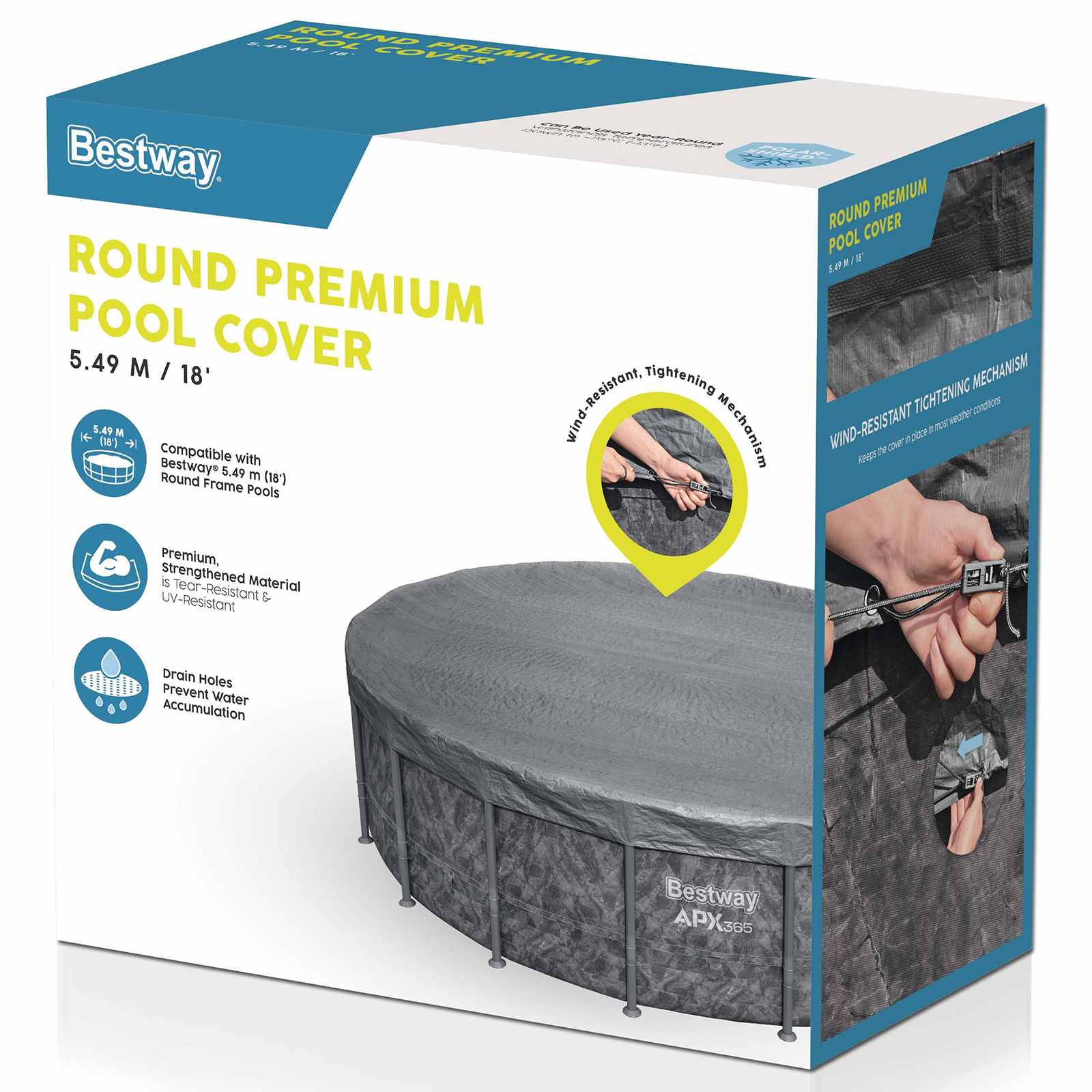 Bestway Zwembadcover Ø5,49 m Rond Polyester Grijs image 2