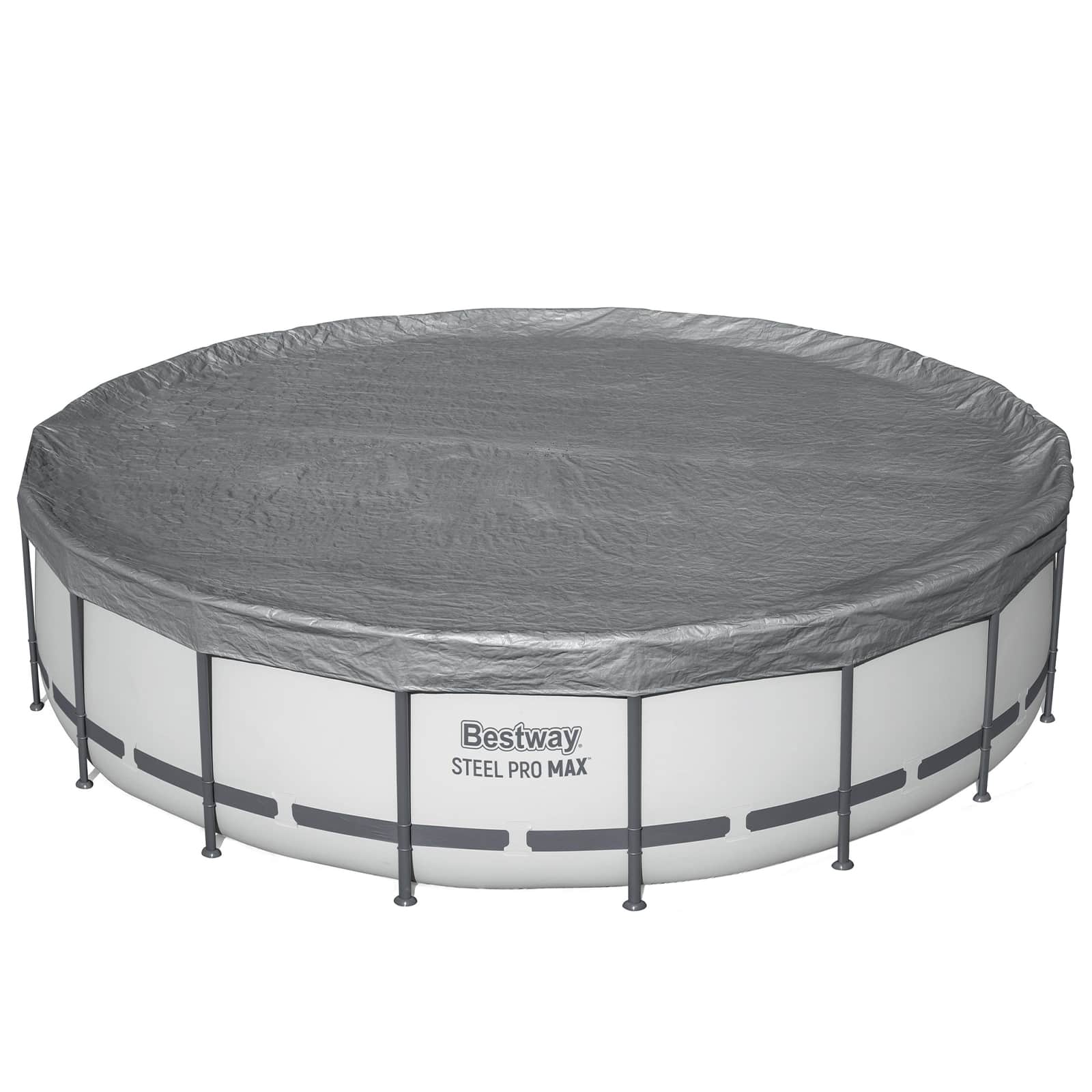 Bestway Zwembadcover Ø5,49 m Rond Polyester Grijs image 3