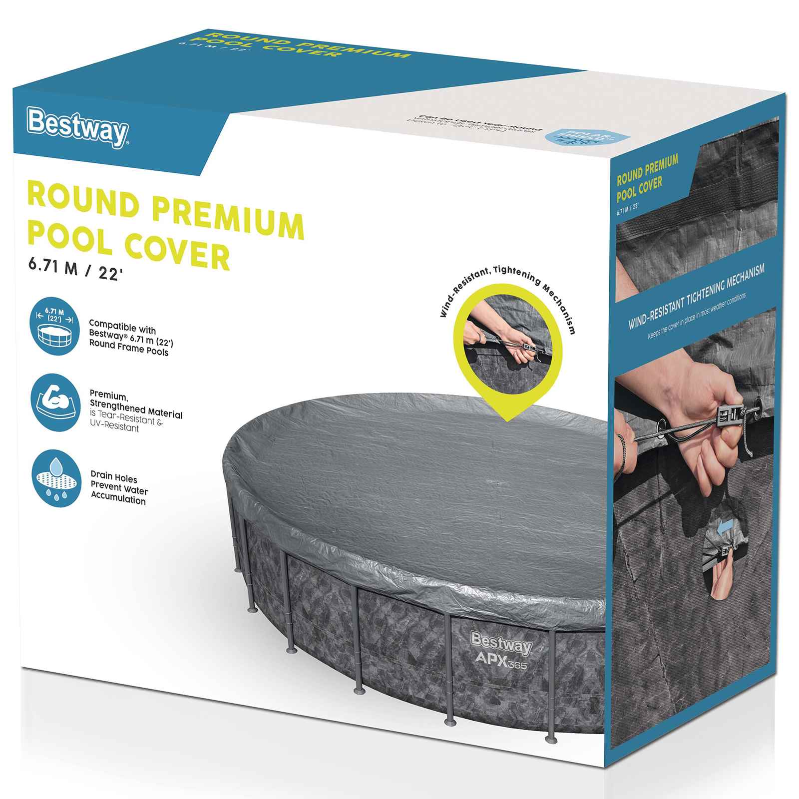 Bestway Zwembadcover Ø6,71 m Rond Polyester Grijs image 3