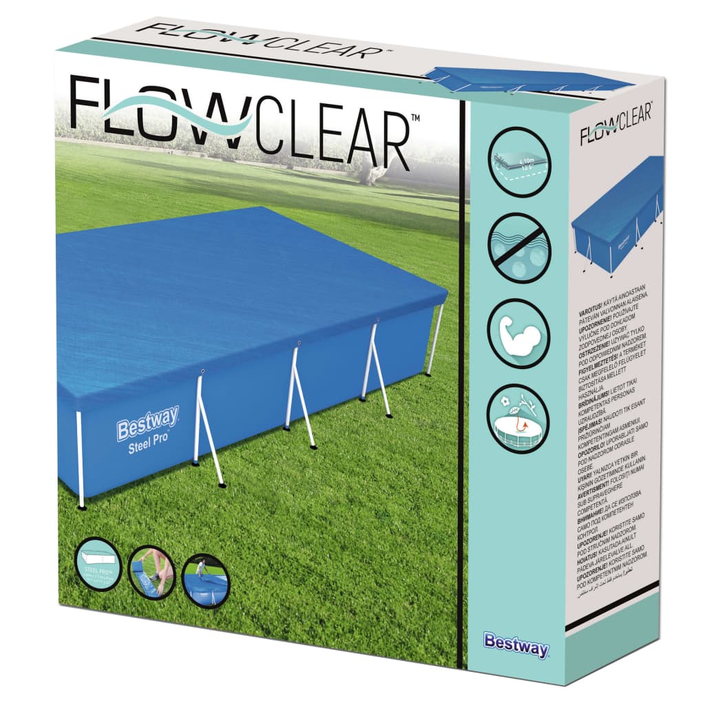 Alternativ bild 3 för Rektangulärt poolöverdrag Flowclear™ | Blå - 4x2,11m