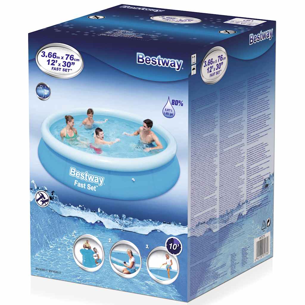 Bestway Zwembad Fast Set opblaasbaar rond 366x76 cm 57273