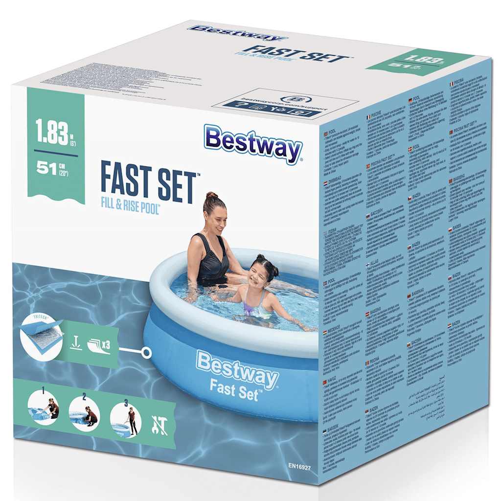 Thumbnail - Bestway Fast Set Aufblasbarer Pool Rund 183x51 cm Blau