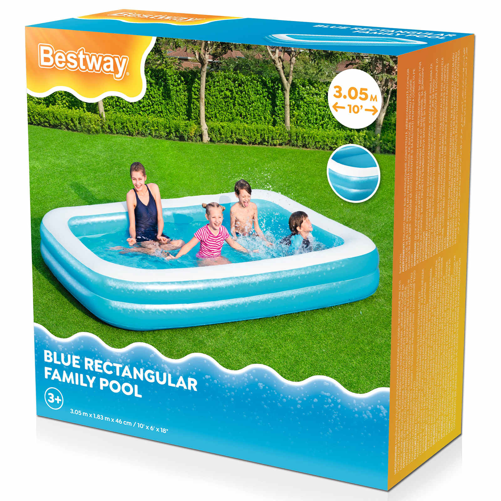 Bestway Opblaasbaar Zwembad 305 x 183 x 46 cm Rechthoekig voor Blauw image 3