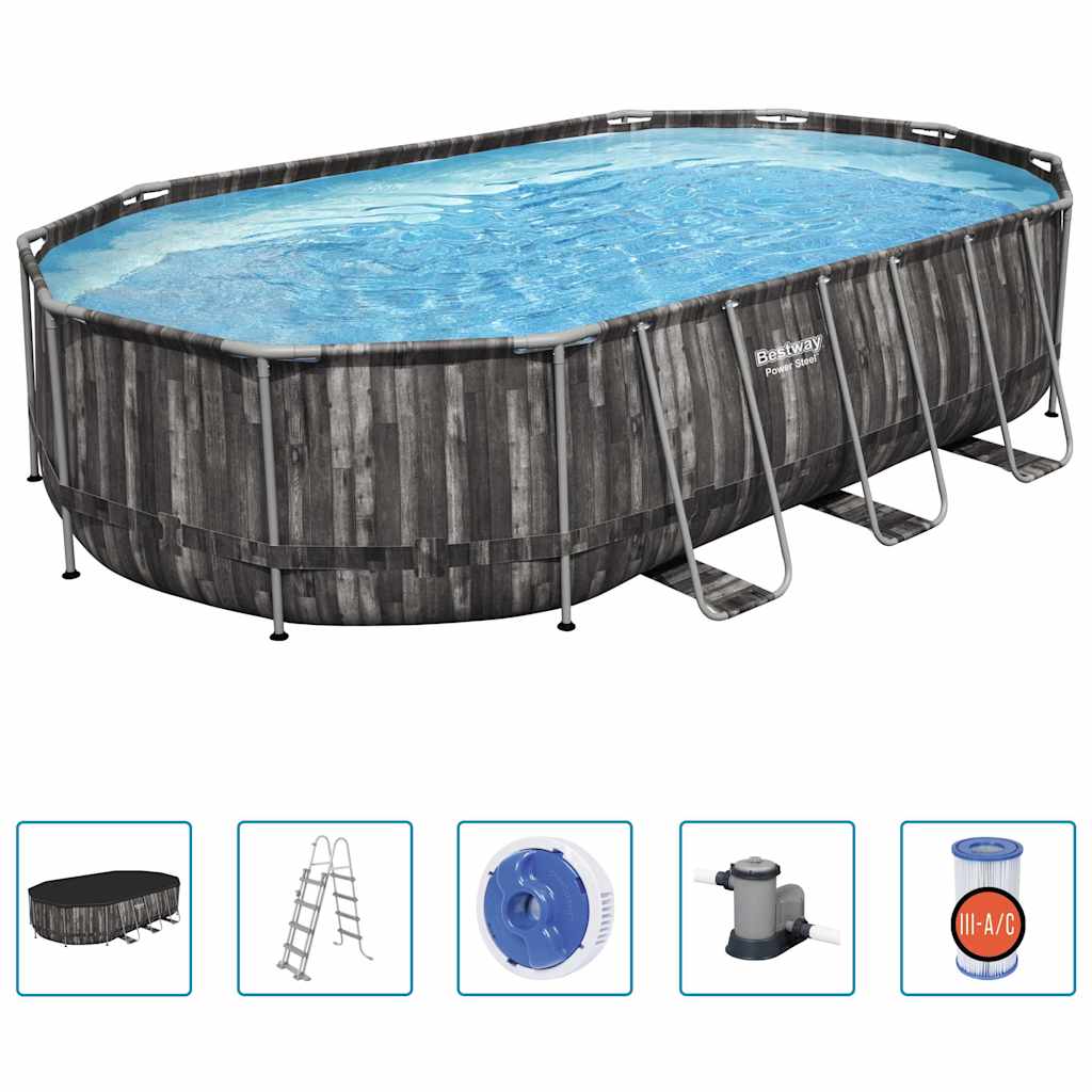 Bestway Power Steel Bazénový set oválný 610 x 366 x 122 cm