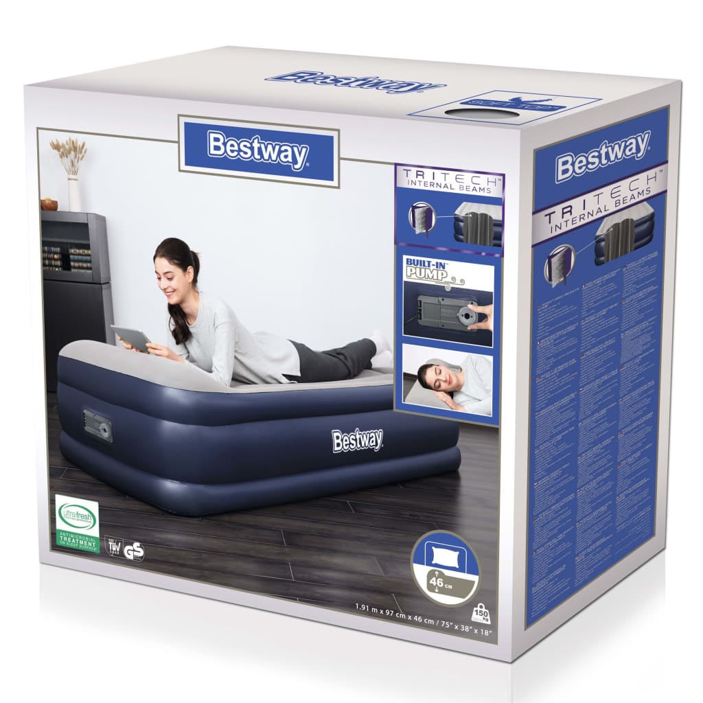 Bestway Tritech kék-szürke egyszemélyes felfújható matrac 191x97x46 cm 