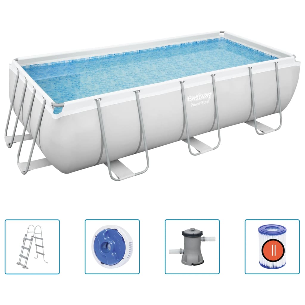 Bestway Power Steel Pool-Set Rechteckig 404x201x100 cm