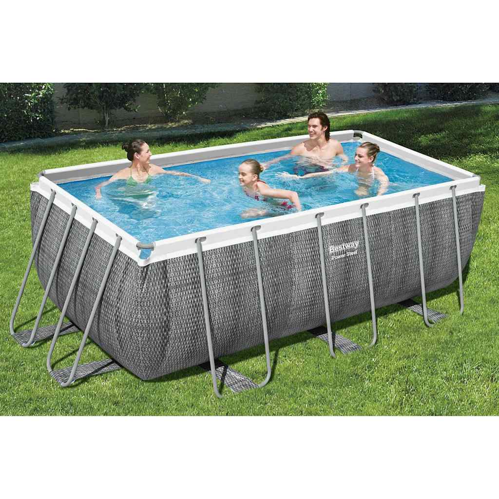 Bestway Power Steel swimmingpoolsæt rektangulær 412 x 201 x 122 cm