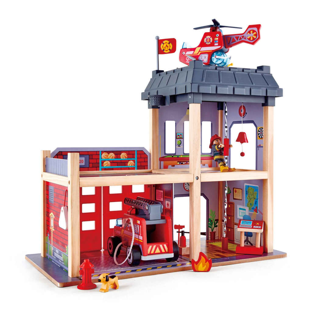 Afbeelding Hape Houten brandweerkazerne 48 x 60 cm rood door Vidaxl.nl