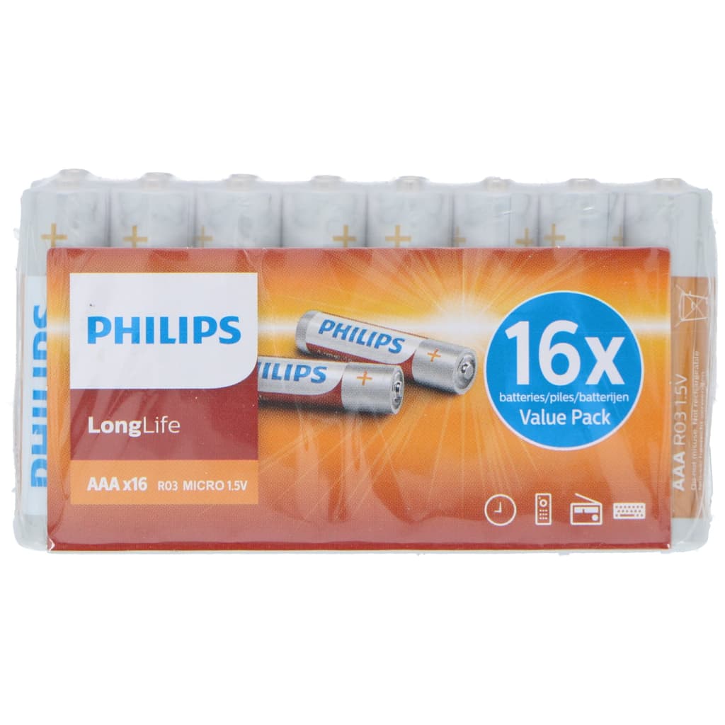 Afbeelding Phillips Philips LongLife Batterijen AAA - Voordeelverpakking 16 stuks door Vidaxl.nl