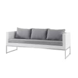 Gartensofa Rattan weiss 3-Sitzer Auflagen grau CREMA