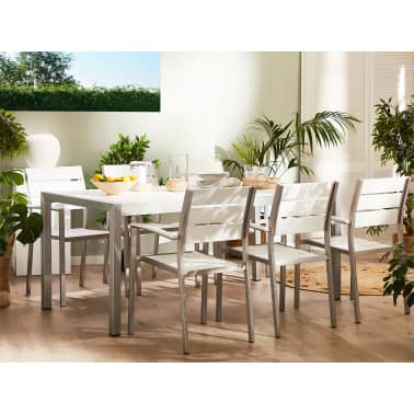 Set Di Tavolo E Sedie Da Giardino In Alluminio E Legno