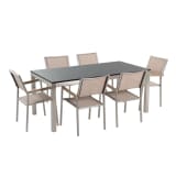 Gartenmöbel Set Naturstein schwarz poliert 180 x 90 cm 6-Sitzer Stühl
