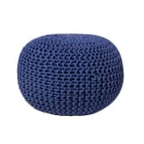 Puf redondo, Reposapiés en algodón, Azul, 50x35cm, CONRAD