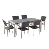 Table de jardin acier inox - plateau granit triple noir flambé 180 cm