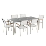 Table de jardin acier inox - plateau granit triple noir flambé 180 cm