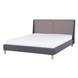 Cama de matrimonio tapizada, Beige oscuro y gris, 160x200 cm , VALE