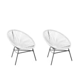 Rattanstuhl weiss 2er Set Kunststoff ACAPULCO