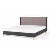 Cama de matrimonio tapizada, Beige oscuro y gris, 180x200 cm , VALE
