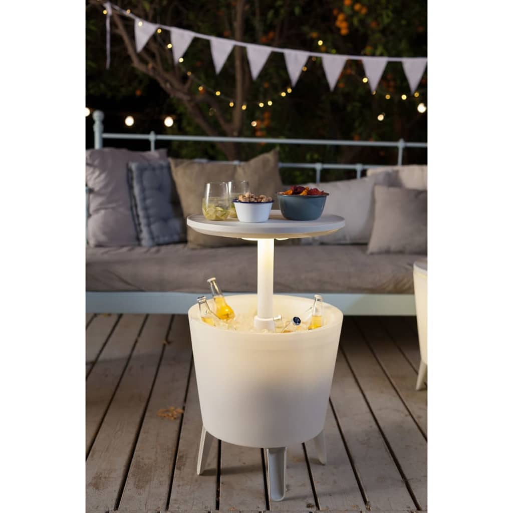 Keter CoolBar Mesa Nevera Iluminada de Altura Ajustable - Blanca for sale  online