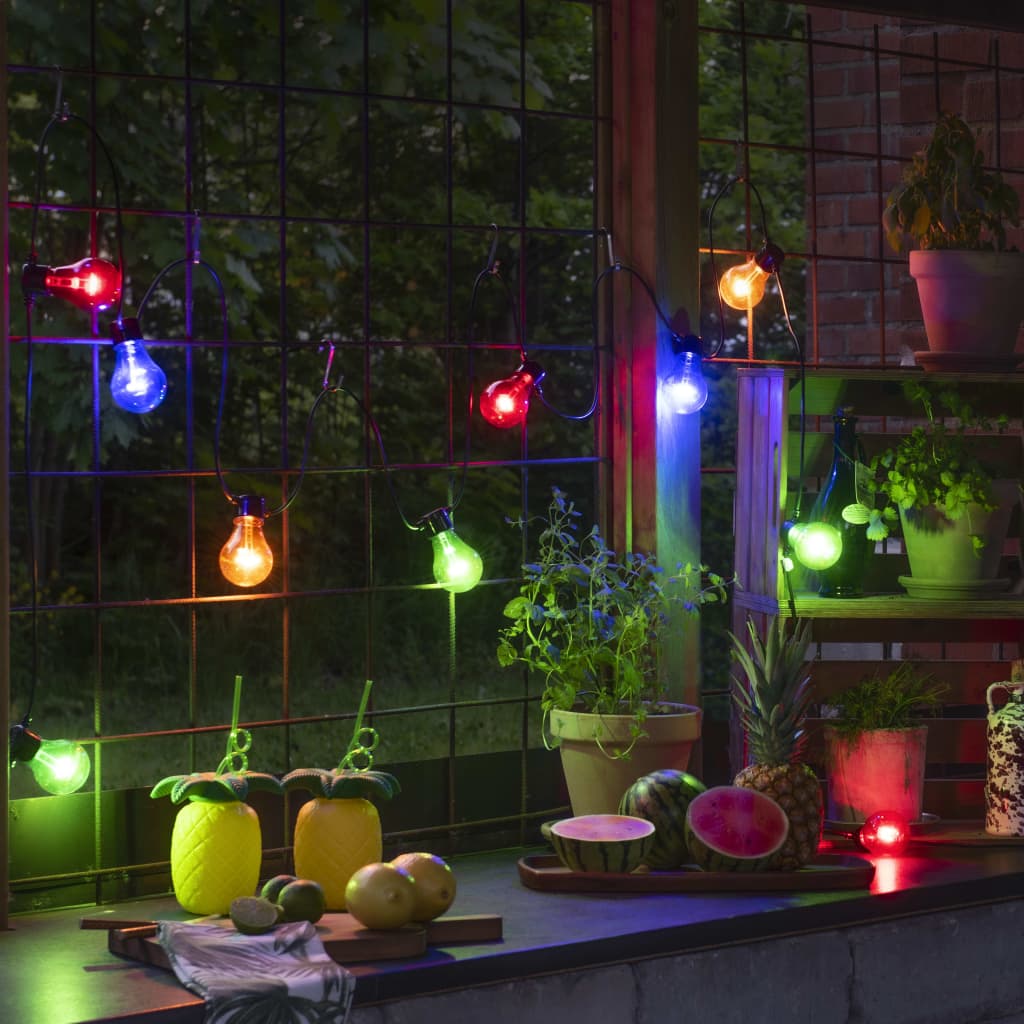 LED feestverlichting met gekleurde lampen - 14.5 meter - 10 lampen