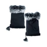 Kaninpels vinter fingerløse hansker.Blå