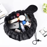 Drawstring Travel Makeup Bag Black