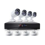 Övervakningssystem med 4x IP-kameror, 1.0MP. + NVR för inspelning mm.