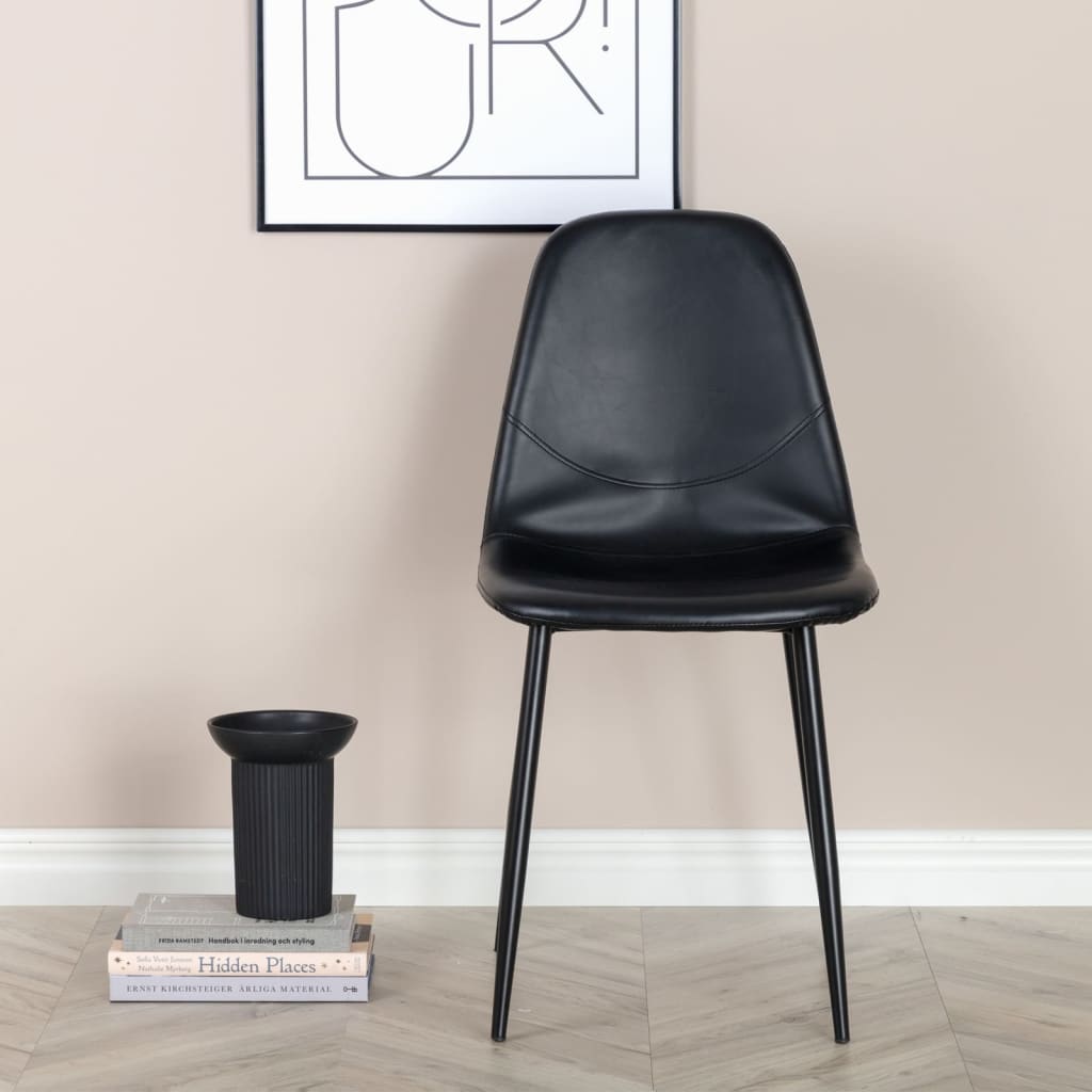Venture Home spisebordsstole 2 stk. Polar læderlook sort