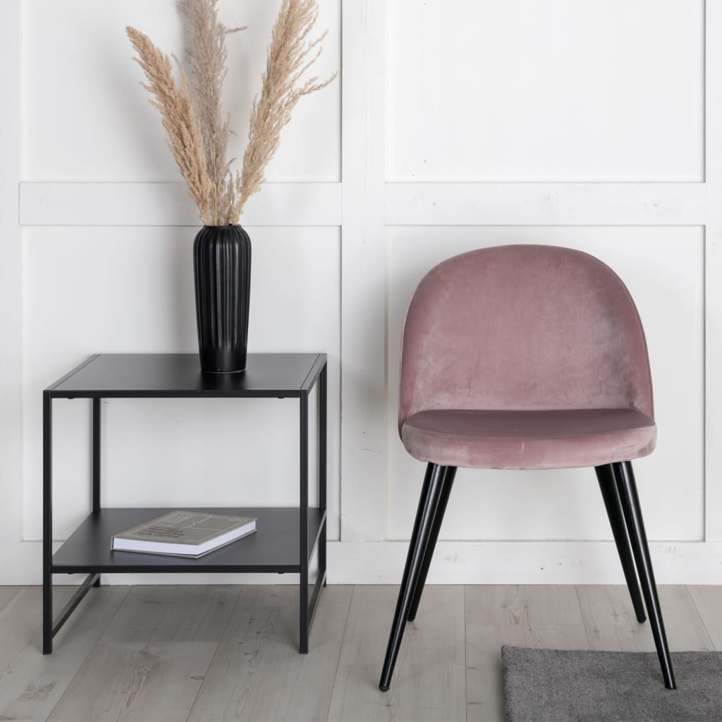 Venture Home Matstolar 2 st Velvet sammet svart och svag rosa