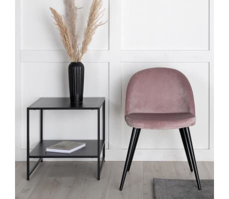 Venture Home Matstolar 2 st Velvet sammet svart och svag rosa