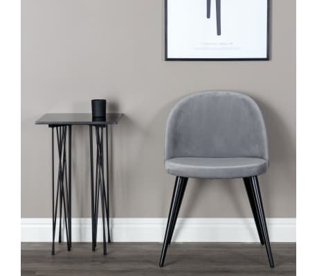 Venture Home Cadeiras de jantar Velvet 2 pcs veludo preto e cinzento