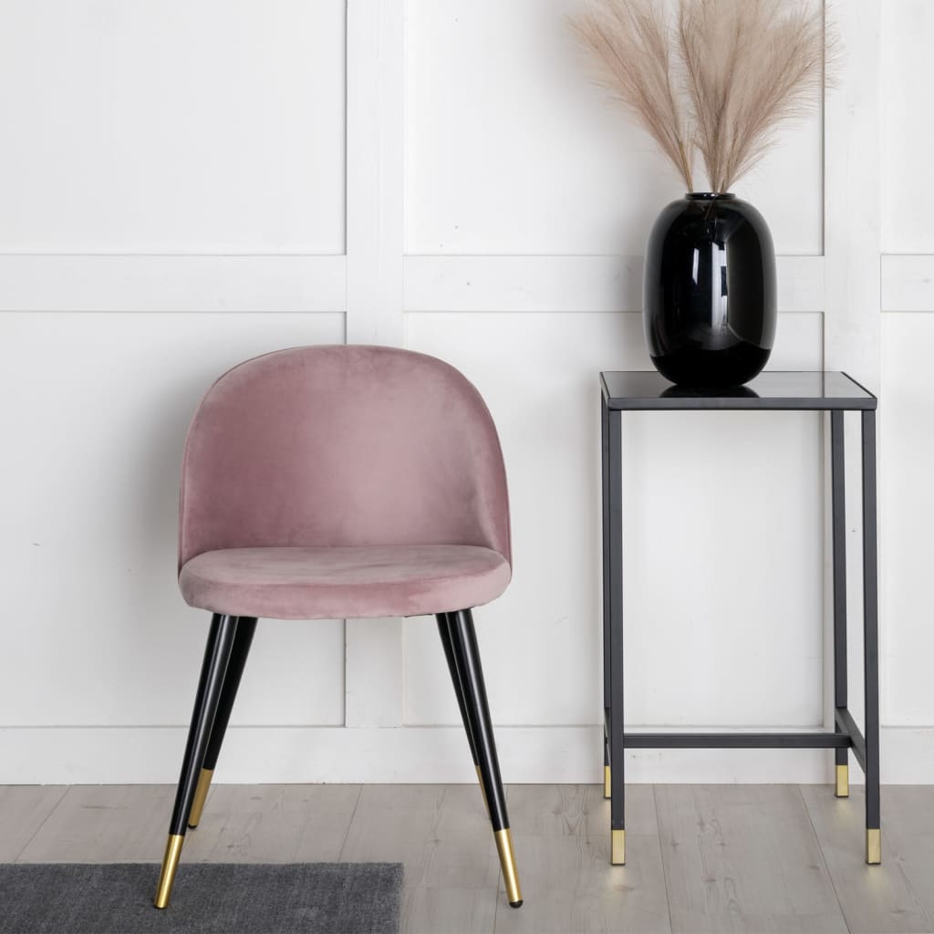 Venture Home Dining Chairs 2 pcs Velvet Velvet Black, Brass and Dusty Pink