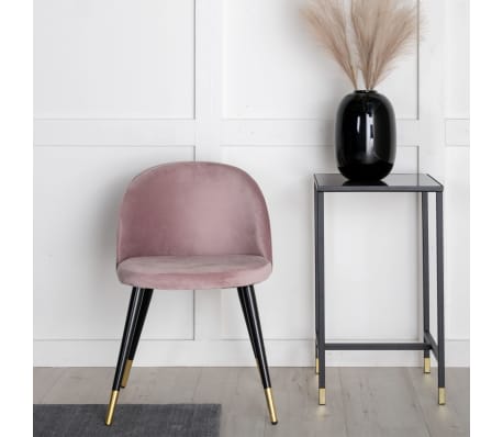 Venture Home Dining Chairs 2 pcs Velvet Velvet Black, Brass and Dusty Pink