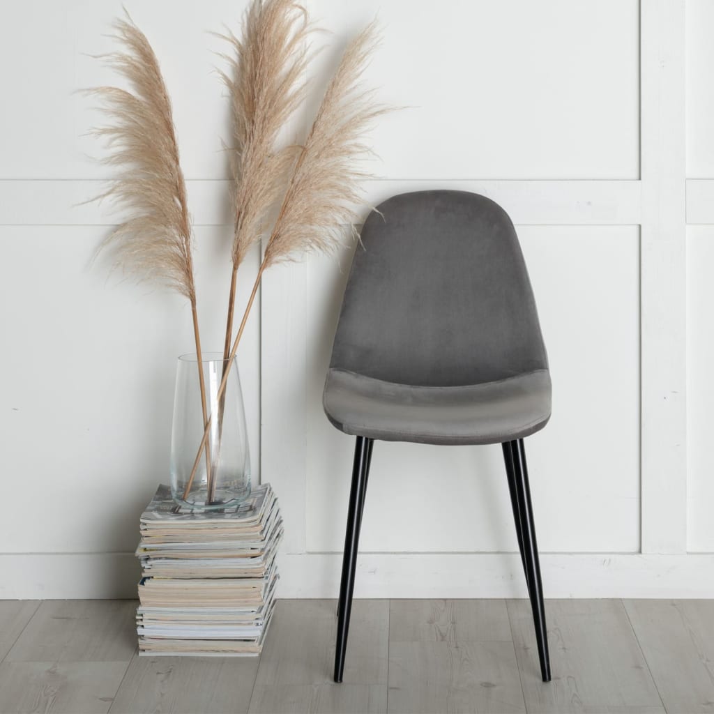 Venture Home Dining Chairs 2 pcs Polar Velvet Grey and Black