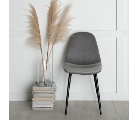 Venture Home Dining Chairs 2 pcs Polar Velvet Grey and Black