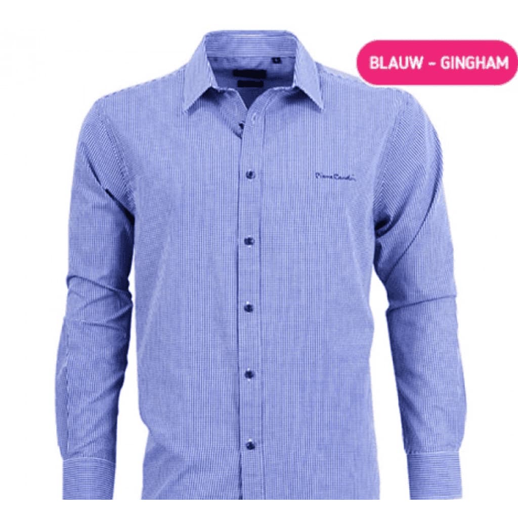 Pierre Cardin Overhemd - Blauw Gingham - Maat S