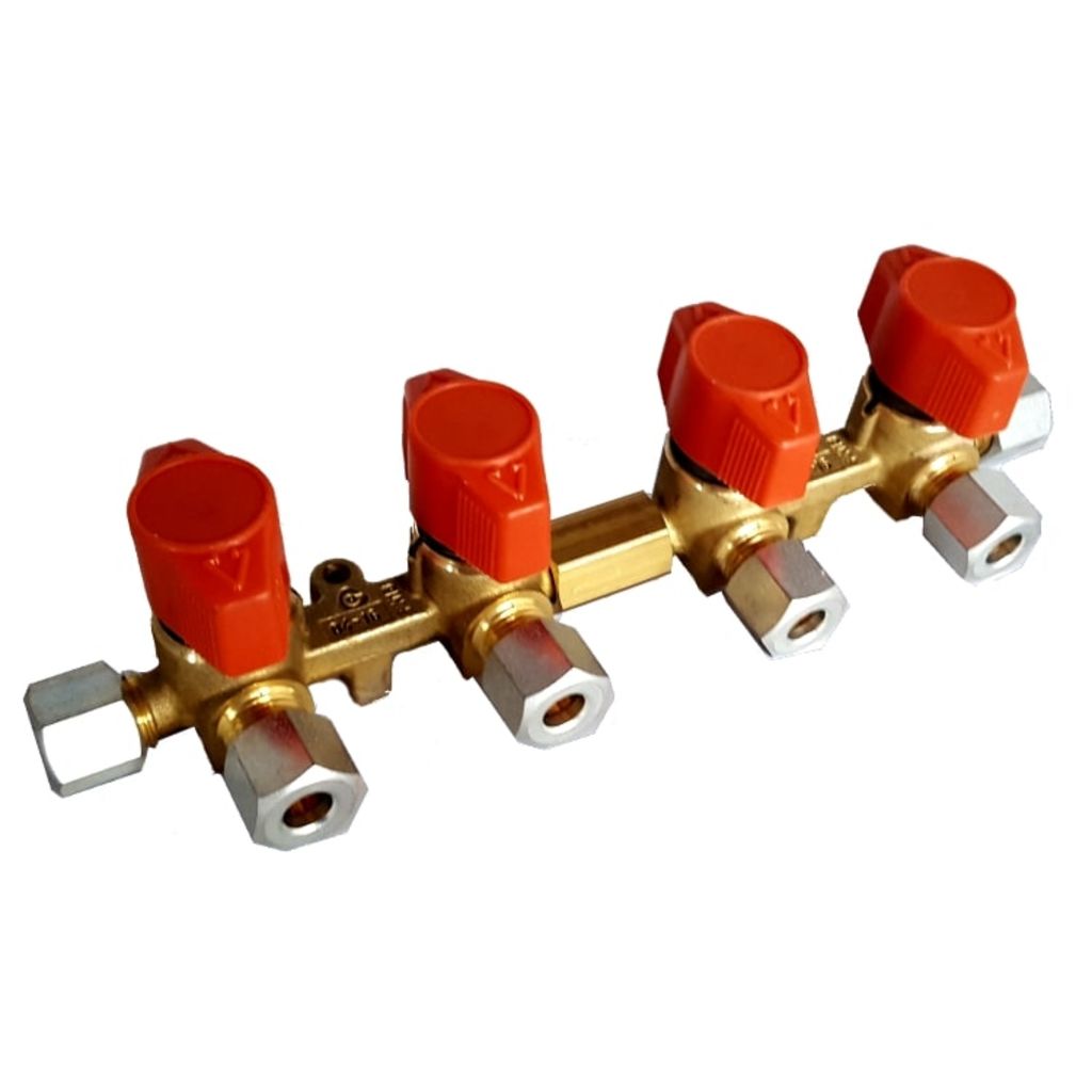 Broilfire 4 weg vk4 Messing Gas verdeel kraan x 8 mm knel watersport