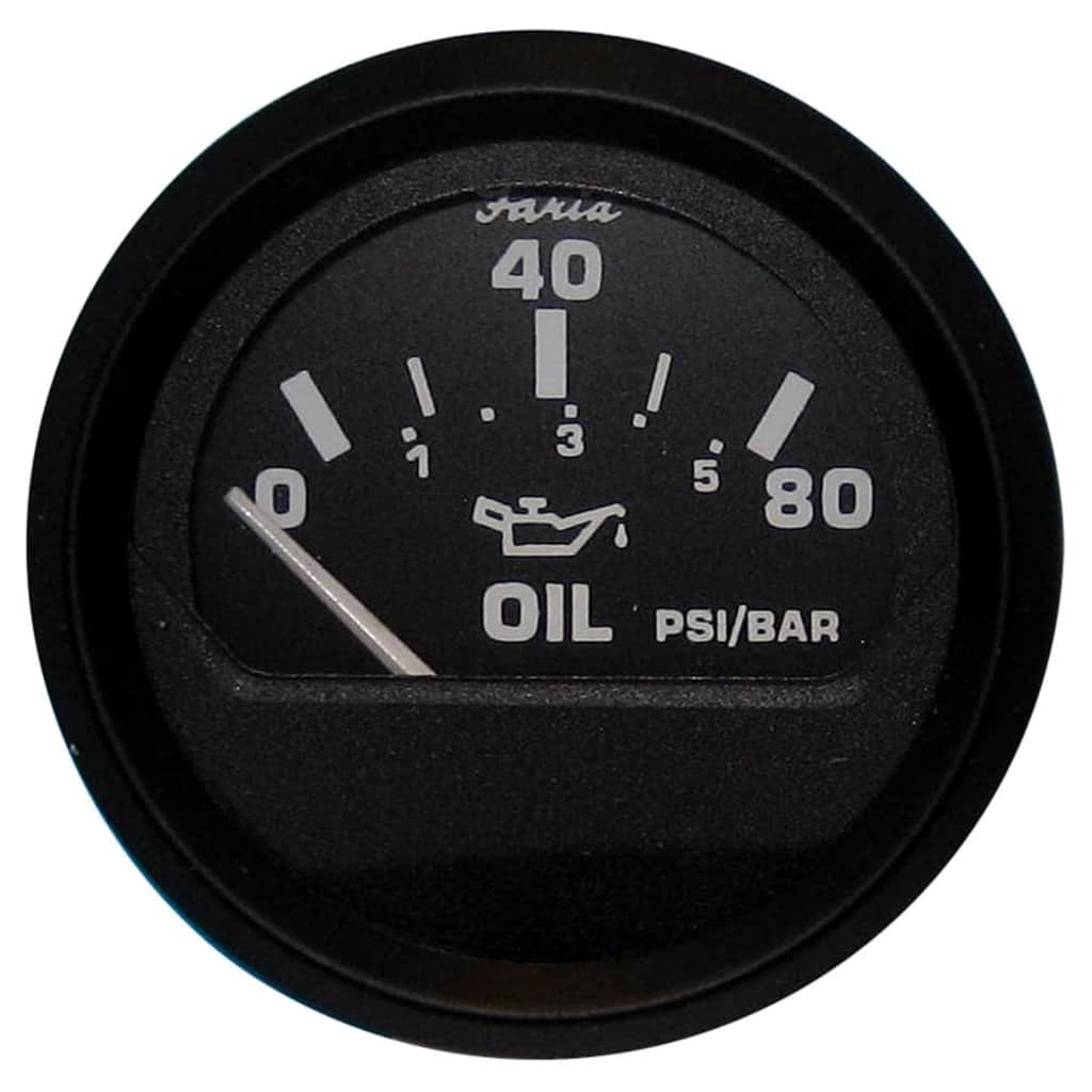 Faria Beede Instruments Euro Black Oil Pressure Gauge 80 Psi faria beede instruments kopen in de aanbieding