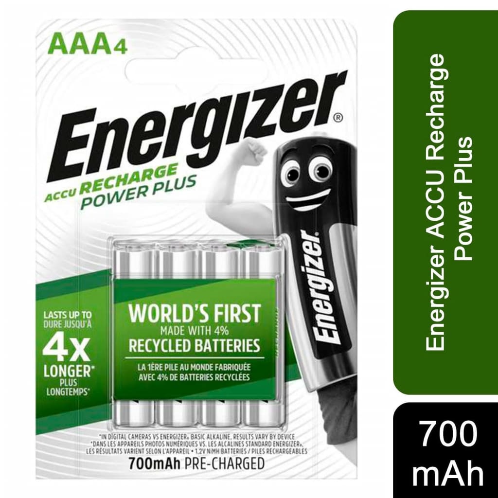Energizer herlaadbare batterijen Power Plus AAA, blister van 4 stuks