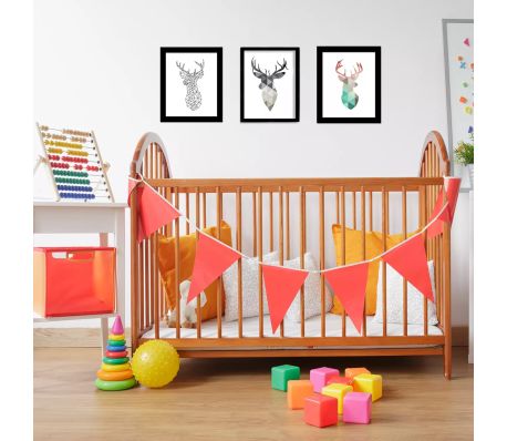 Contemporary Framed Art Wall Hanging With Geometric Deer