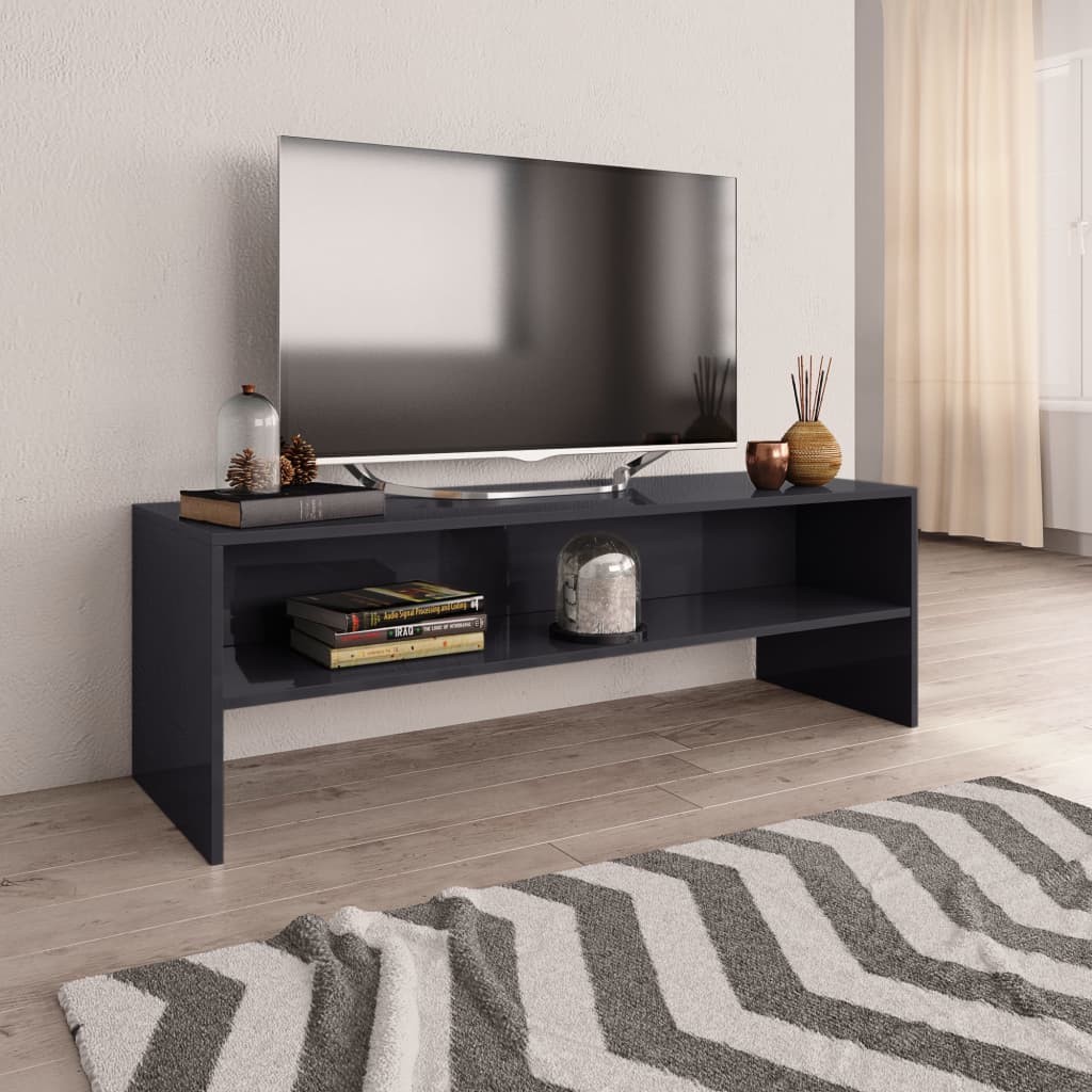  Meuble TV Gris brillant 120 x 40 x 40 cm Aggloméré