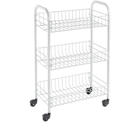 Metaltex Kitchen Trolley with 3 Baskets Siena White | vidaXL.co.uk