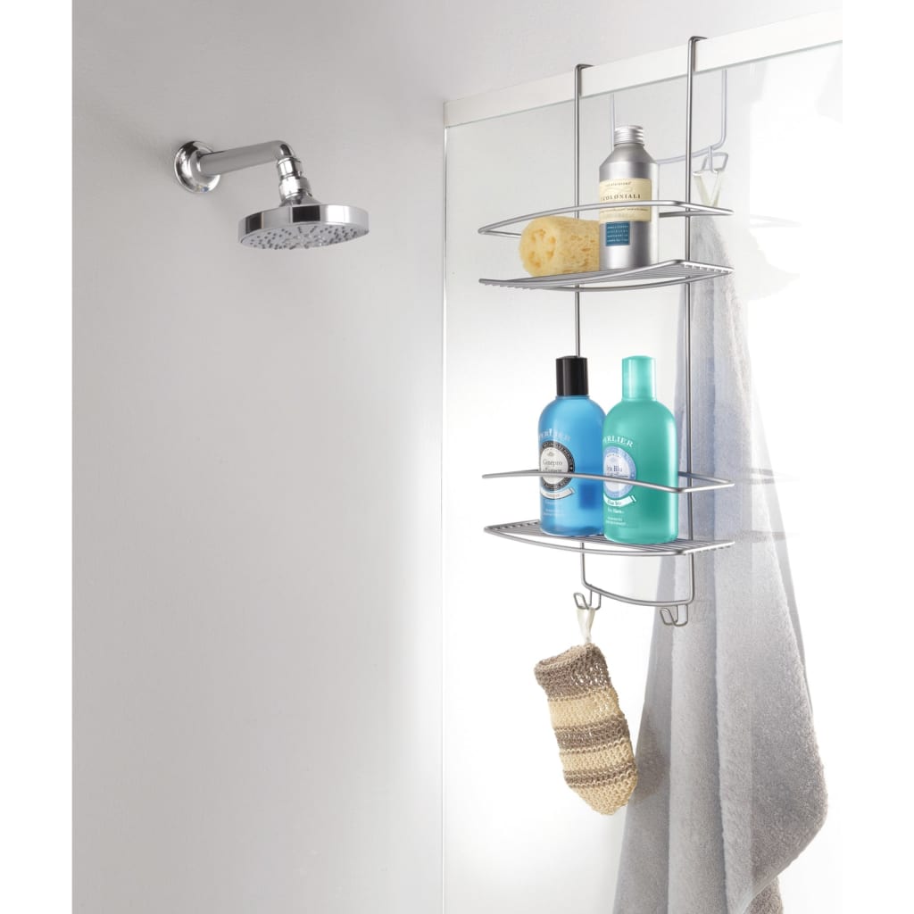 Metaltex Suport pentru duș cu 2 niveluri și cârlige „Onda”, argintiu
