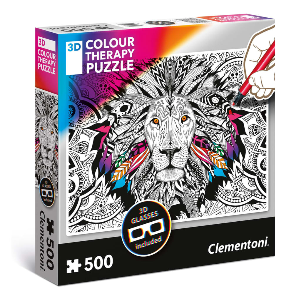 Afbeelding Puzzel Lion Kleuren 3D 500 Stukjes (6135051) door Vidaxl.nl
