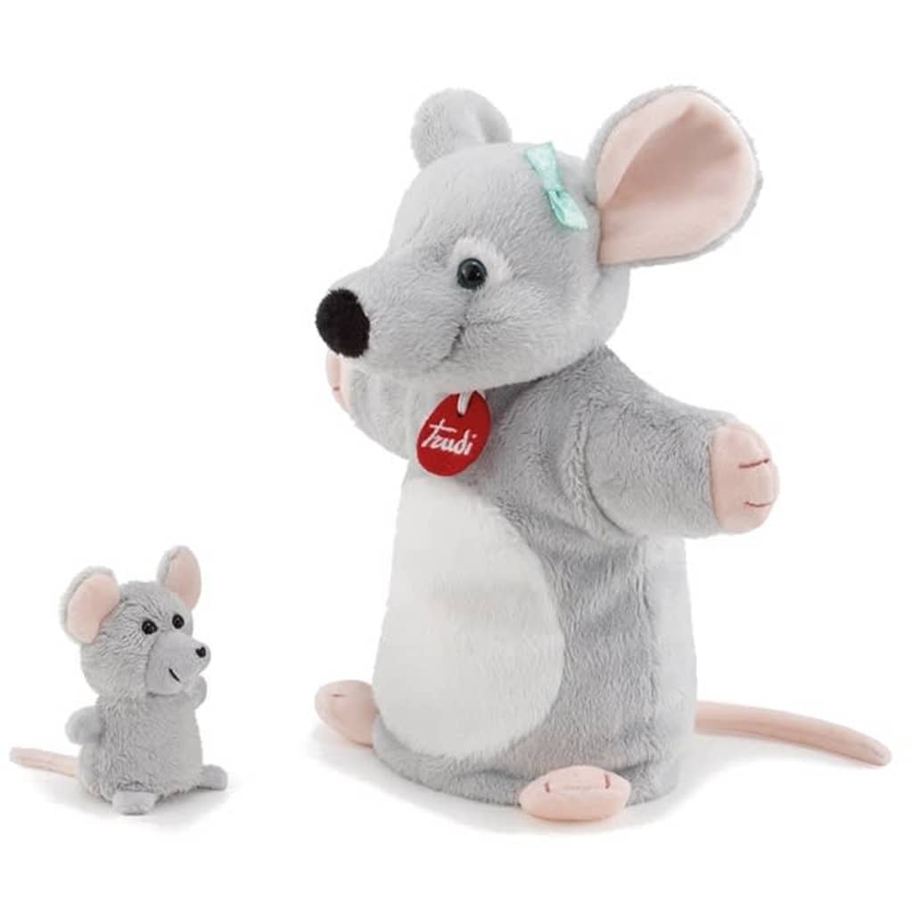 Trudi hand- en vingerpop muis grijs 25 cm