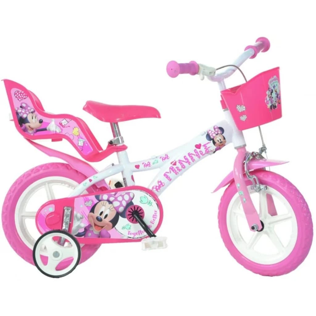 Dino Disney Minnie Mouse 12 Inch 23 cm Meisjes V-Brake Wit/Roze