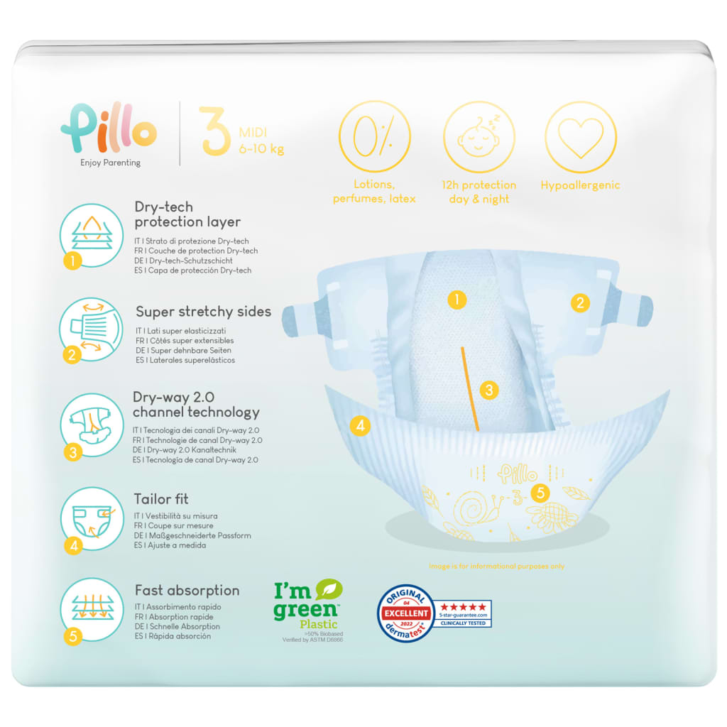 Thumbnail - Pillo Windeln 168 Stk. Größe 3 (6-10 kg)