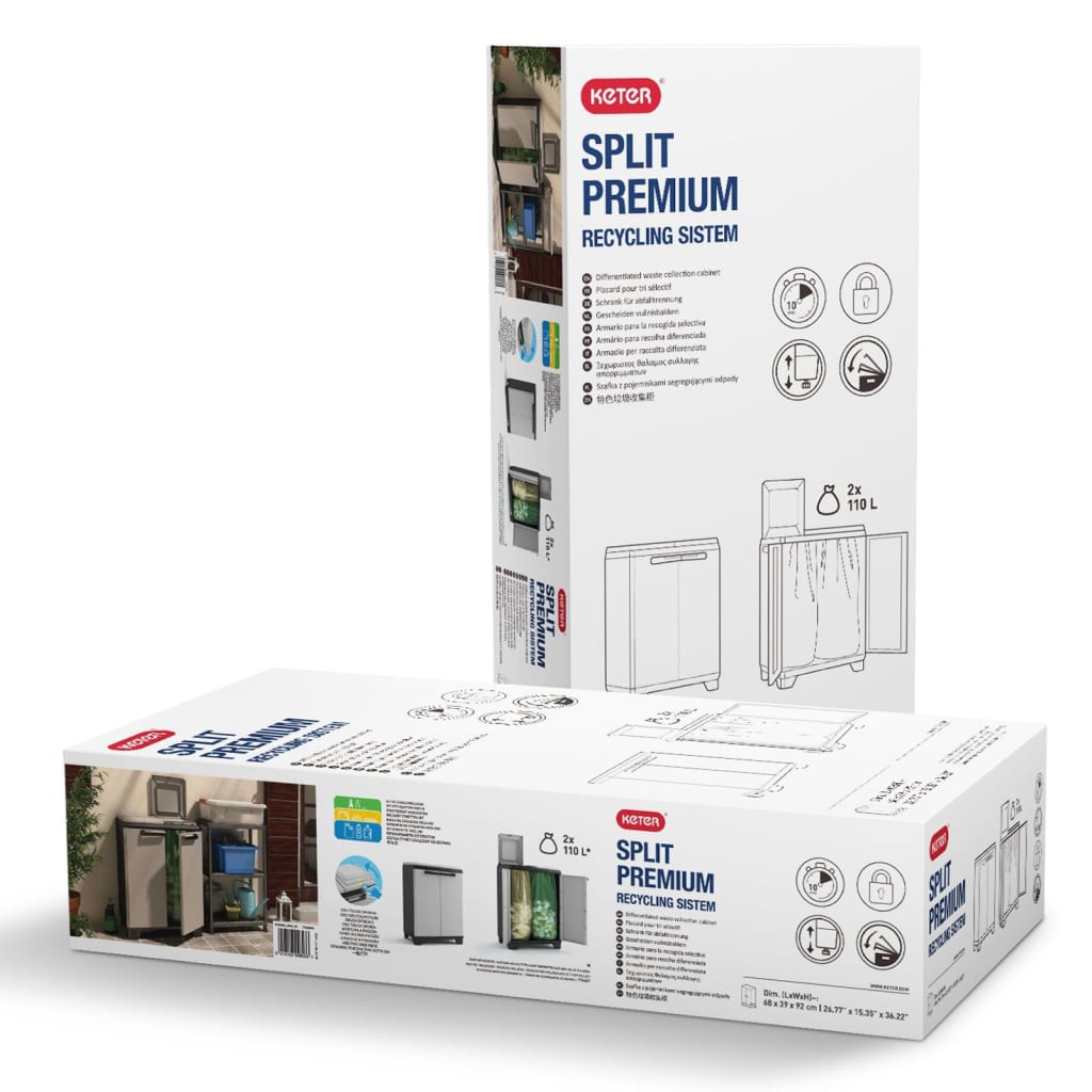 Recycling Cabinet Split Premium Grey And Black 92 Cm Keter 17 width=274