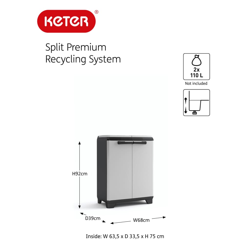 Recycling Cabinet Split Premium Grey And Black 92 Cm Keter 18 width=274