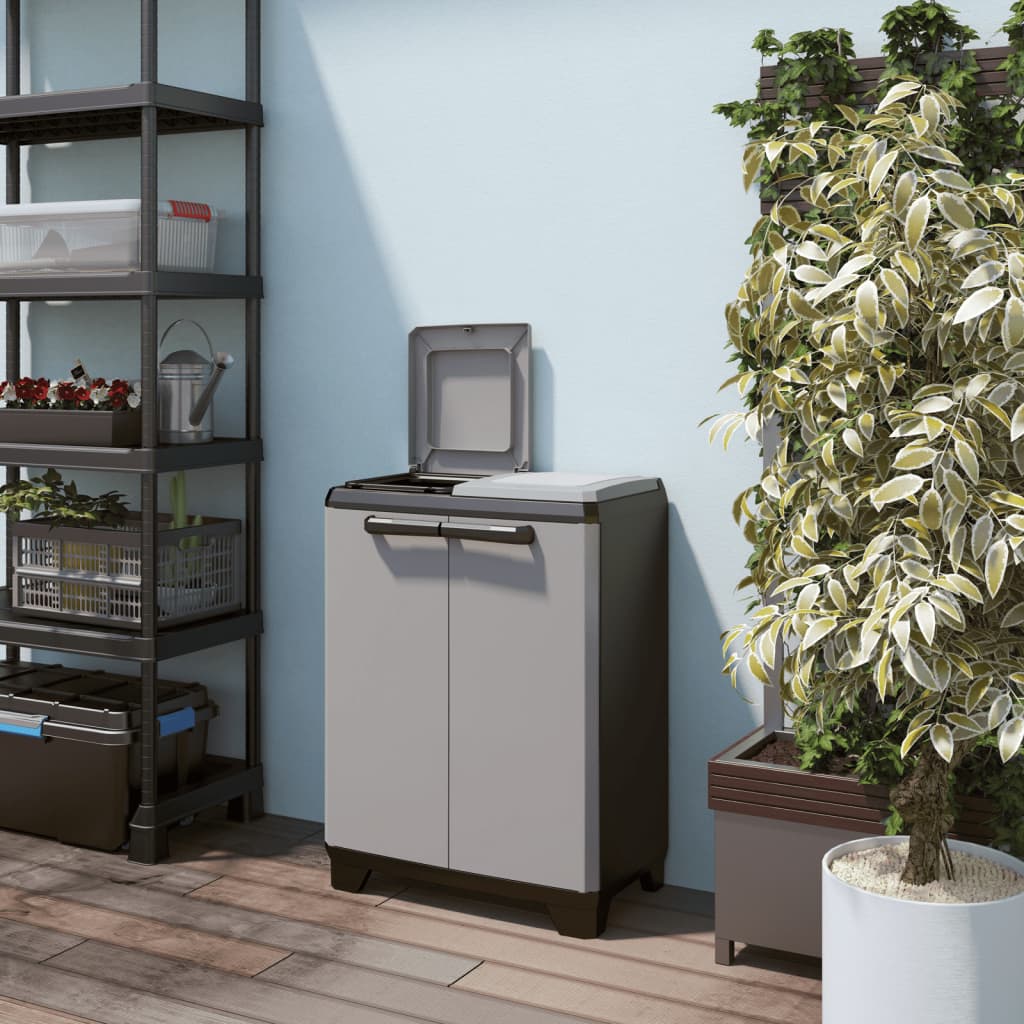 Keter Recyclingschrank Split Premium Grau und Schwarz 92 cm